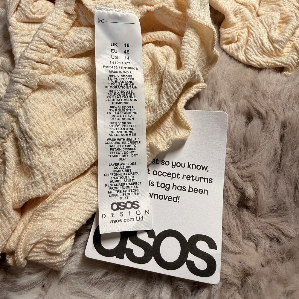 ASOS Crinkle Flutter Open Back Festival Party Top 14 Boho Beach Ruffle Cream NWT - Picture 7 of 8